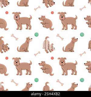 Modello senza cuciture di cani carini Illustrazione Vettoriale