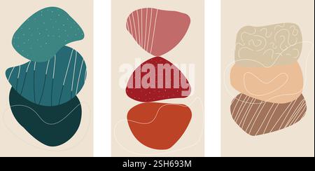 Design geometrico abstract Boho con forme moderne e toni di terra silenziati Illustrazione Vettoriale