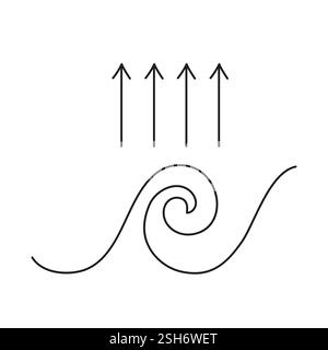 Illustrazione di onde oceaniche con frecce verso l'alto che indicano movimento ed energia Illustrazione Vettoriale