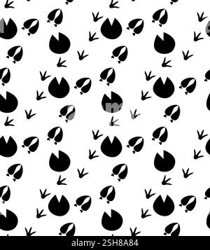 le impronte vettoriali riproducono perfettamente animali domestici e animali di fattoria in stile piatto e sagomato in nero Illustrazione Vettoriale