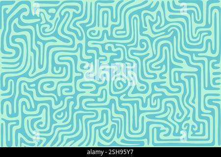 Motivo astratto complesso con linee intrecciate in toni blu tenui su sfondo chiaro Illustrazione Vettoriale