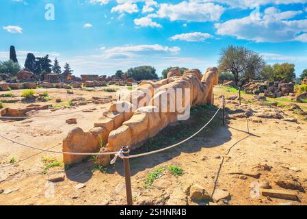 Statua di Telamone, Valle dei Templi, Agrigento, Sicilia, Italia Foto Stock