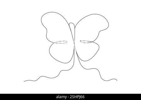 Disegno continuo a farfalla su una linea e semplice design del vettore di contorno isolato Illustrazione Vettoriale