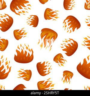 Motivo senza cuciture con fiamma su sfondo bianco. Illustrazione vettoriale. Illustrazione Vettoriale