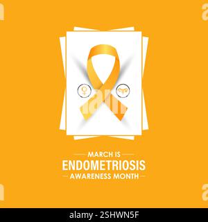 Il mese della consapevolezza dell'endometriosi viene osservato ogni anno a marzo per sensibilizzare l'opinione pubblica sull'endometriosi, una condizione cronica e spesso dolorosa. Cronico. Illustrazione Vettoriale