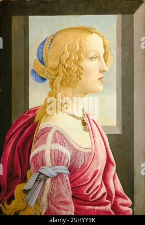 Sandro Botticelli, la bella Simonetta, ritratto a tempera su tavola, 1469 Foto Stock