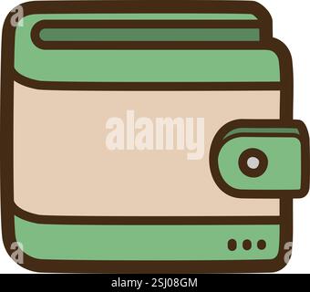 Illustrazione e grafica del doodle vettoriale del portafoglio. Parte della categoria e-commerce. Illustrazione Vettoriale