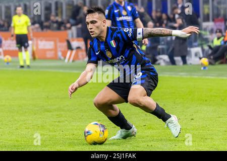 Milano, Italia. 10 febbraio 2025. Lautaro Martinez FC Internazionale durante la serie A Match FC Internazionale vs Fiorentina - Milano 10 febbraio 2025 crediti: Kines Milano/Alamy Live News crediti: Kines Milano/Alamy Live News Foto Stock