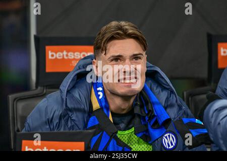 Milano, Italia. 10 febbraio 2025. Nicola Zalewski dell'Inter visto nella partita di serie A tra Inter e Fiorentina al Giuseppe Meazza di Milano. Credito: Gonzales Photo/Alamy Live News Foto Stock