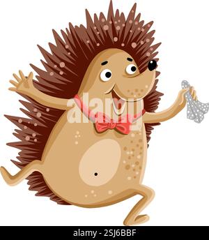 Bambini simpatico animale della foresta, riccio danzante Illustrazione Vettoriale