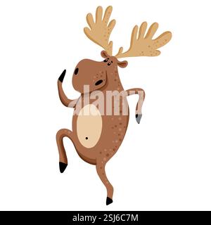 Bambini animali carini, alci che ballano Illustrazione Vettoriale