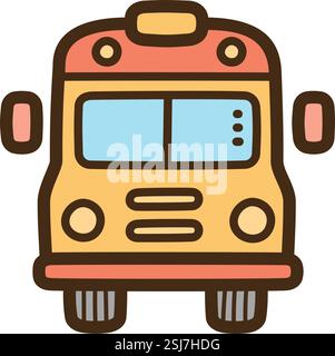 Illustrazione e grafica del doodle vettoriale dello scuolabus. Fa parte della categoria di istruzione. Illustrazione Vettoriale