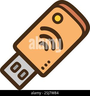 Illustrazione e grafica del doodle vettoriale del dongle USB. Parte della categoria elettronica. Illustrazione Vettoriale