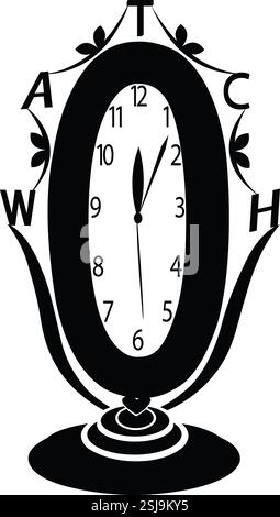 Design della silhouette dell'orologio da tavolo Illustrazione Vettoriale