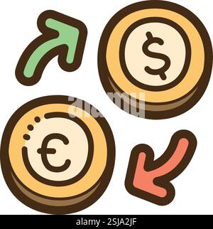 Illustrazione e grafica del vettoriale del vettoriale del cambio di denaro. Parte della categoria finanziaria. Illustrazione Vettoriale