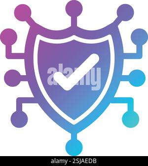 Illustrazione della progettazione dell'icona del vettore di sicurezza informatica Illustrazione Vettoriale
