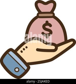 Illustrazione e grafica dei doodle vettoriali maiuscoli. Parte della categoria finanziaria. Illustrazione Vettoriale