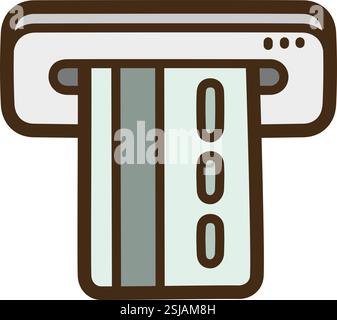 Illustrazione e grafica del doodle vettoriale della carta bancomat. Parte della categoria finanziaria. Illustrazione Vettoriale