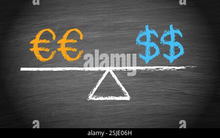 Euro e dollaro Foto Stock