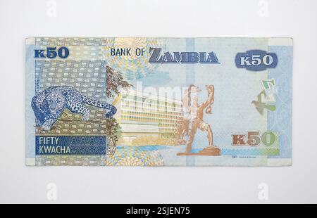 Banconota da cinquanta (50) kwacha zambesi, Zambia, Africa Foto Stock