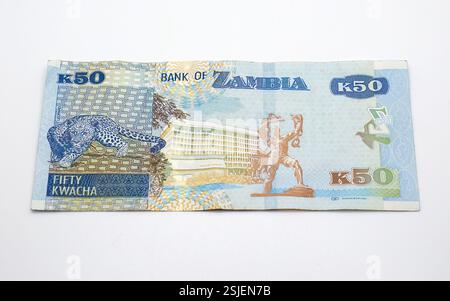 Banconota da cinquanta (50) kwacha zambesi, Zambia, Africa Foto Stock