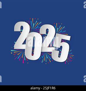 Festeggiamo l'arrivo del 2025, felice anno nuovo 2025 Illustrazione Vettoriale