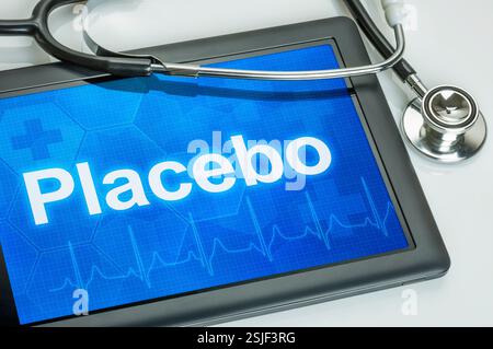 Tablet con il testo placebo sul display Foto Stock