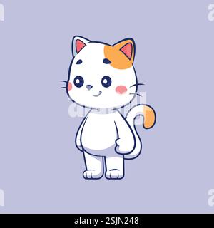 Disegna illustrazioni vettoriali adesivi per la collezione di disegni di personaggi simpatici gatti stile cartoni animati Doodle Illustrazione Vettoriale