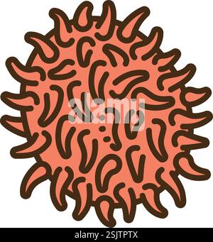 Illustrazione e grafica del doodle vettoriale rambutan. Fa parte della categoria frutta. Illustrazione Vettoriale