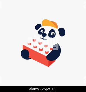 Illustrazione vettoriale del logo del panda carino Illustrazione Vettoriale