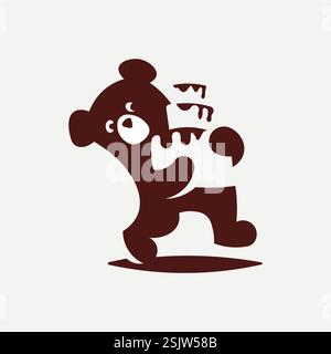 Illustrazione vettoriale della panetteria dell'orso carino Illustrazione Vettoriale