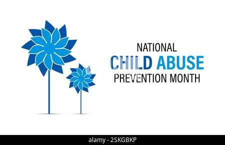 La grafica vettoriale del mese nazionale per la prevenzione degli abusi sui minori è aprile. Un'opportunità per informare, difendere i bambini e promuovere la loro sicurezza e sviluppo. Illustrazione Vettoriale