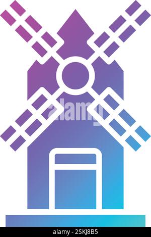 Illustrazione di progettazione dell'icona Vector del mulino a vento Illustrazione Vettoriale