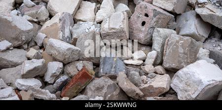 Pezzi panoramici di calcestruzzo, demolizione di fondo di texture per cantieri Foto Stock