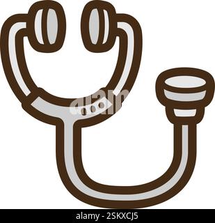 Illustrazione e grafica del doodle vettoriale dello stetoscopio. Parte della categoria salute e medicinali. Illustrazione Vettoriale