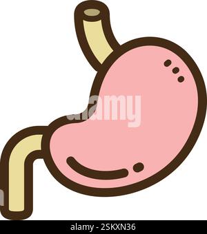 Illustrazione e grafica dei doodle vettoriali dello stomaco. Parte della categoria salute e medicinali. Illustrazione Vettoriale