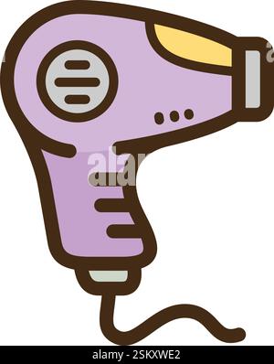 Illustrazione e grafica del doodle vettoriale dell'asciugacapelli. Parte della categoria elettrodomestici. Illustrazione Vettoriale
