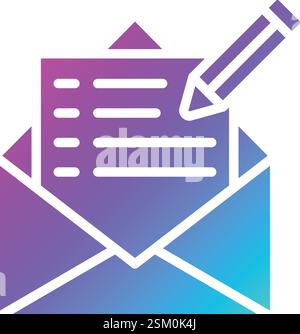 Illustrazione di progettazione dell'icona di scrittura del vettore di posta elettronica Illustrazione Vettoriale
