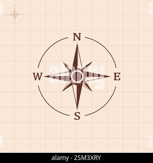 bussola sulla mappa. Set di icone bussola. Icone della bussola vettoriale. Illustrazione Vettoriale
