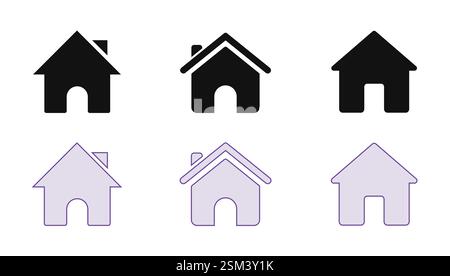 Semplice set di icone della casa monocromatiche Illustrazione Vettoriale