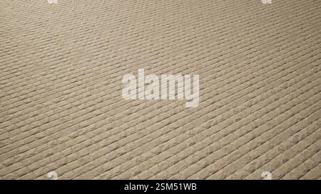 Concept o sfondo beige solido concettuale di pavimento in pietra con motivo vintage. Una metafora dell'illustrazione 3d per la costruzione Foto Stock