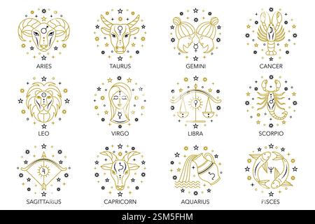 Raccolta di segni zodiacali Illustrazione Vettoriale