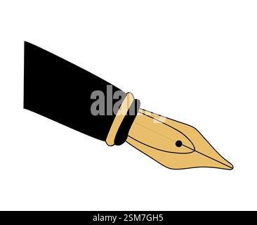 Una penna con corpo nero e punta dorata. Illustrazione Vettoriale