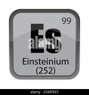 Simbolo ES 99. Einstein 252 testo. Segno dell'elemento chimico. Casella periodica vettoriale. Illustrazione Vettoriale