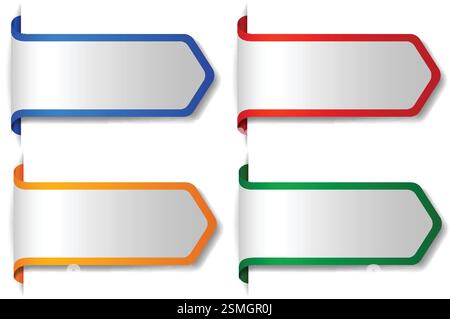 Quattro frecce vibranti per l'etichettatura e la categorizzazione Illustrazione Vettoriale