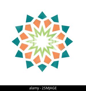 Opera d'arte geometrica islamica, acquerello vettore di disegno d'arte geometrica islamica Illustrazione Vettoriale