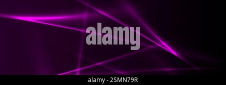 Linee laser al neon viola brillante sfondo astratto. Tecnologia brillante design del banner vettoriale Illustrazione Vettoriale