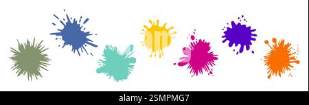 Set di spruzzi di vernice di colore diverso isolato Illustrazione Vettoriale