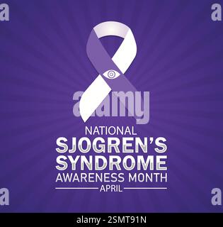 Il mese di sensibilizzazione sulla sindrome di Sjogren. Aprile. Concetto di vacanza. Modello per sfondo, banner, scheda, poster con iscrizione di testo. Vettore Illustrazione Vettoriale
