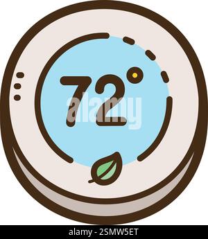 Illustrazione e grafica del doodle vettoriale del termostato. Fa parte della categoria degli elettrodomestici intelligenti. Illustrazione Vettoriale